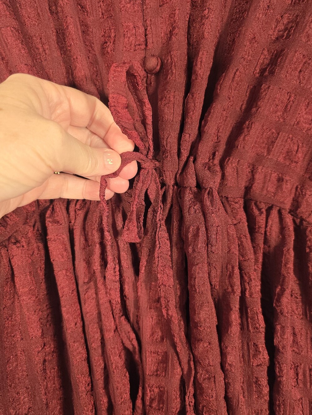 Sowears Modest Cottage Romantic Maroon L Sleeve Poly Maxi Dress. Ladies Small - Picture 4 of 11